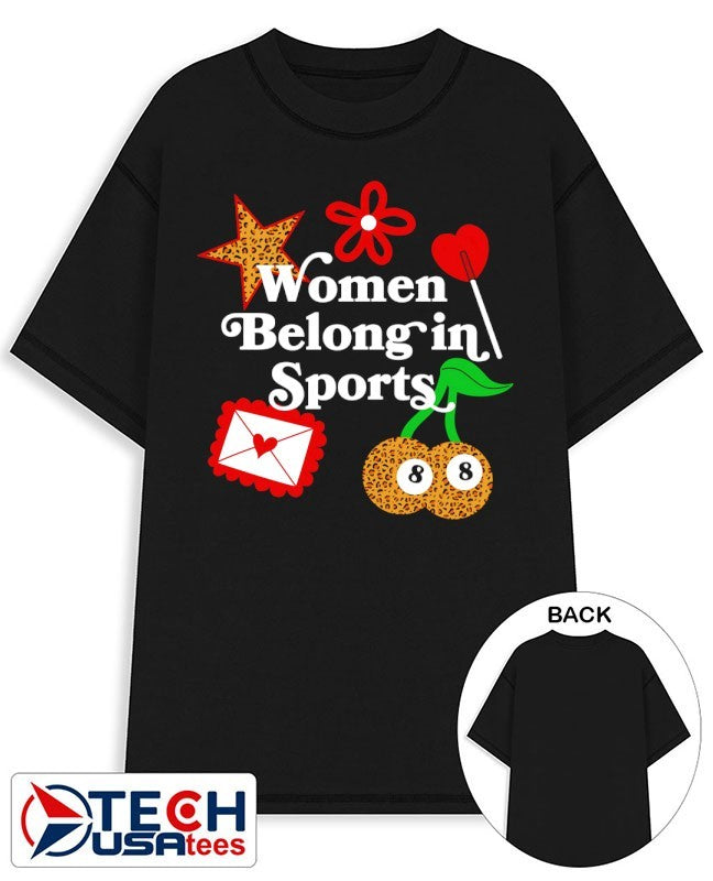 Women belong in sports 2026 stickers shirt