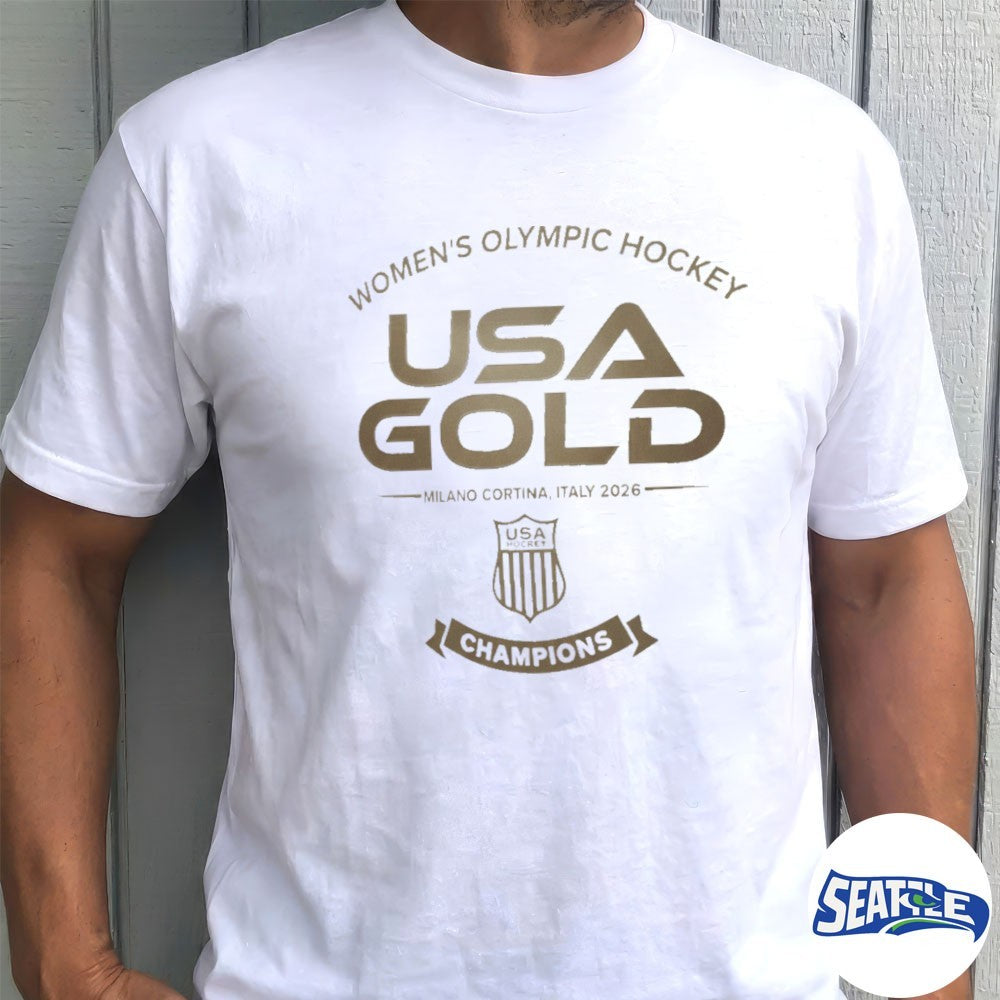 Women’s Olympic Milano Gold USA 2026 Cortina Hockey Champions Shirt