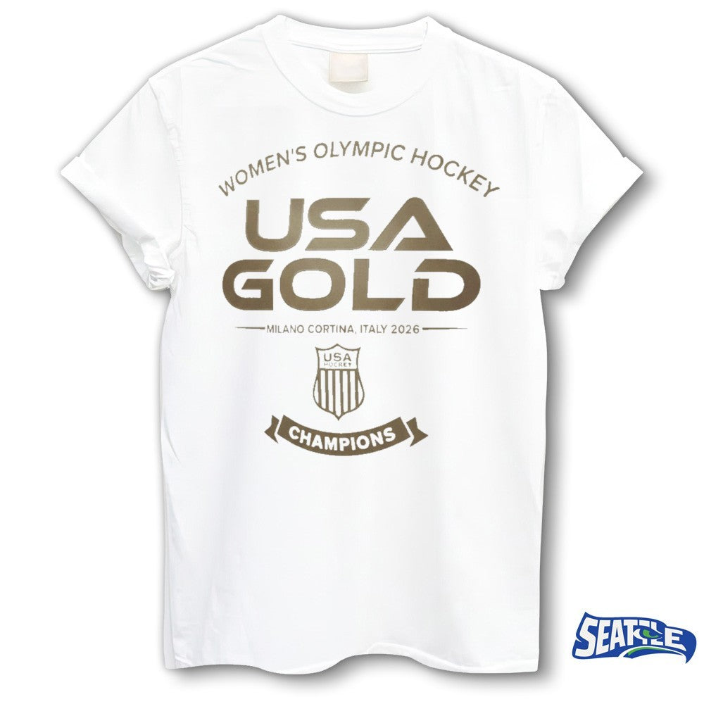 Women’s Olympic Milano Gold USA 2026 Cortina Hockey Champions Shirt