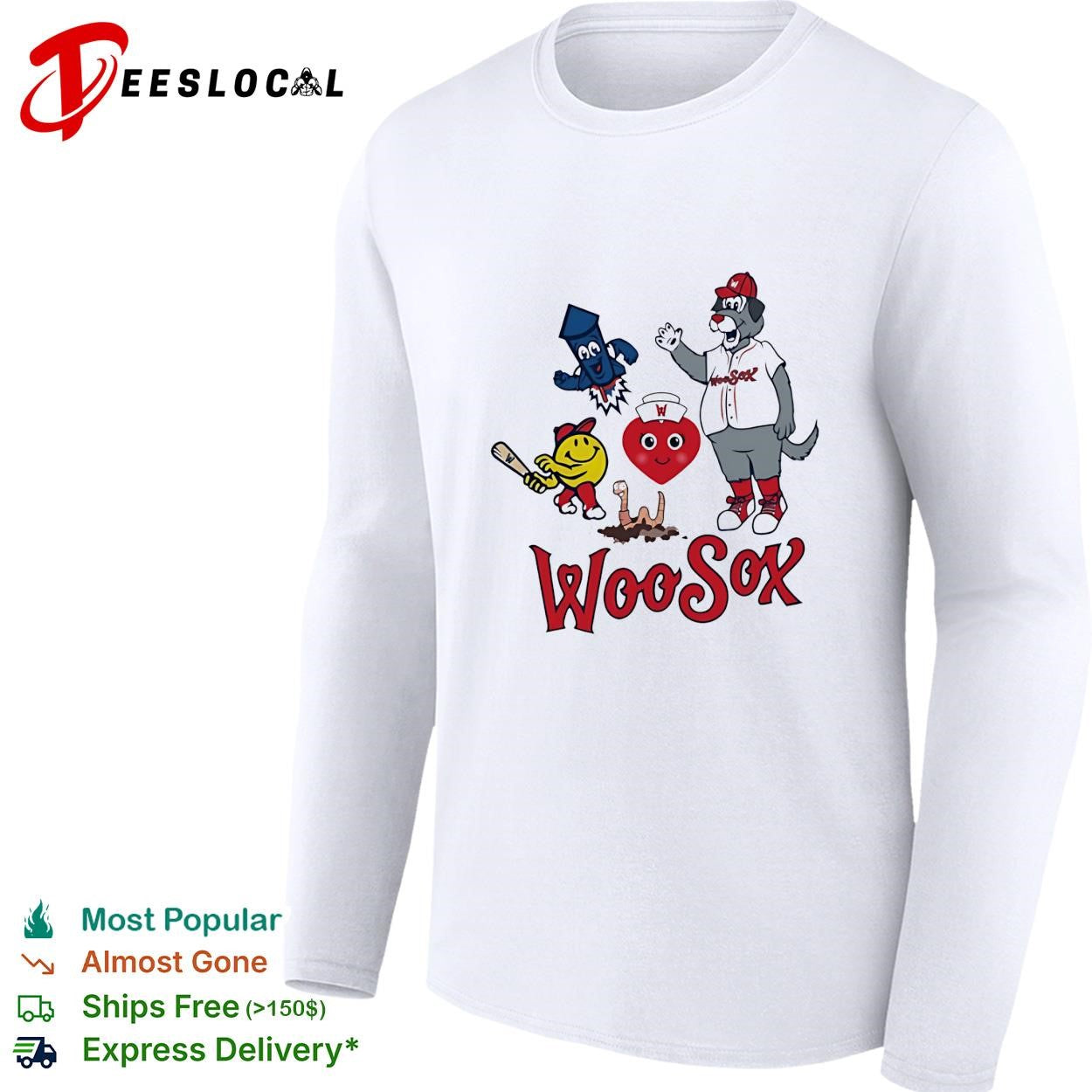 WooSox Central Masscots highlighting the playful side of the Worcester Red Sox team shirt
