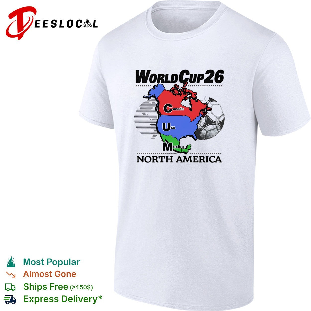World Cup 26 Canada USA Mexico map shirt