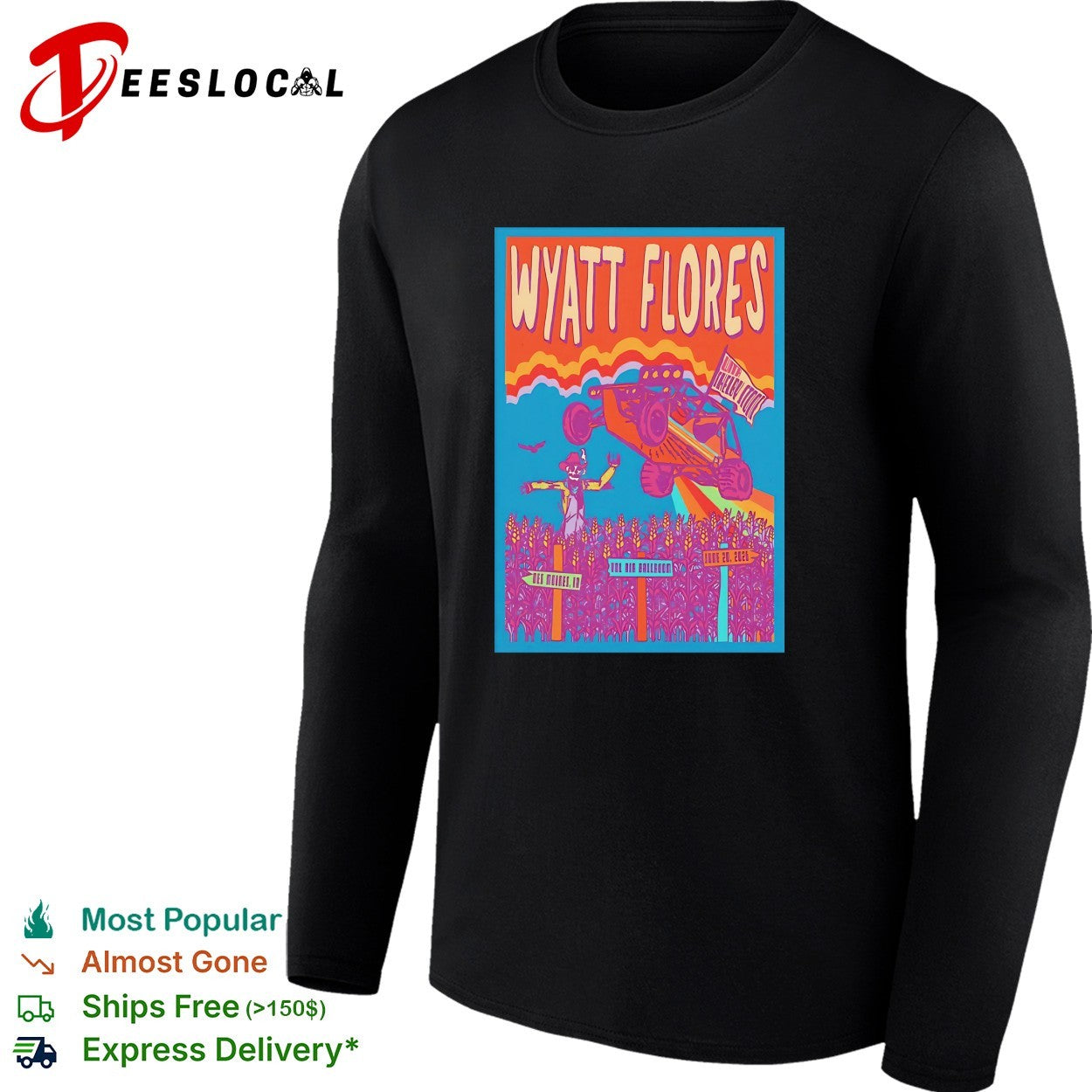 Wyatt Flores monster truck rally concert poster colorful art shirt