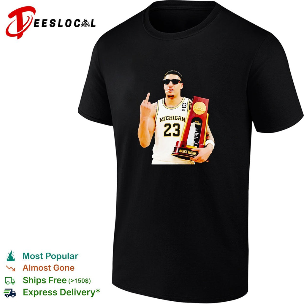 Yaxel Lendeborg smoking middle finger Michigan Wolverines National Champions 2026 shirt