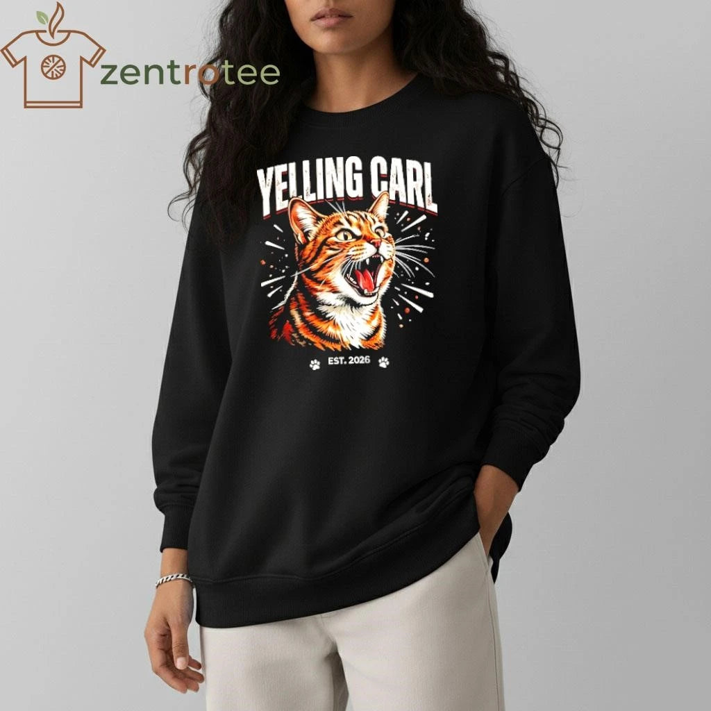 Yelling Carl Cat Meme Edition – 100% Cotton tee