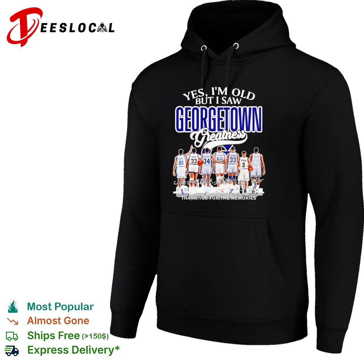 Yes I’m Old But I Saw Georgetown Greatness Floyd Ewing Williams Mutombo Mourning thank you for the memories shirt