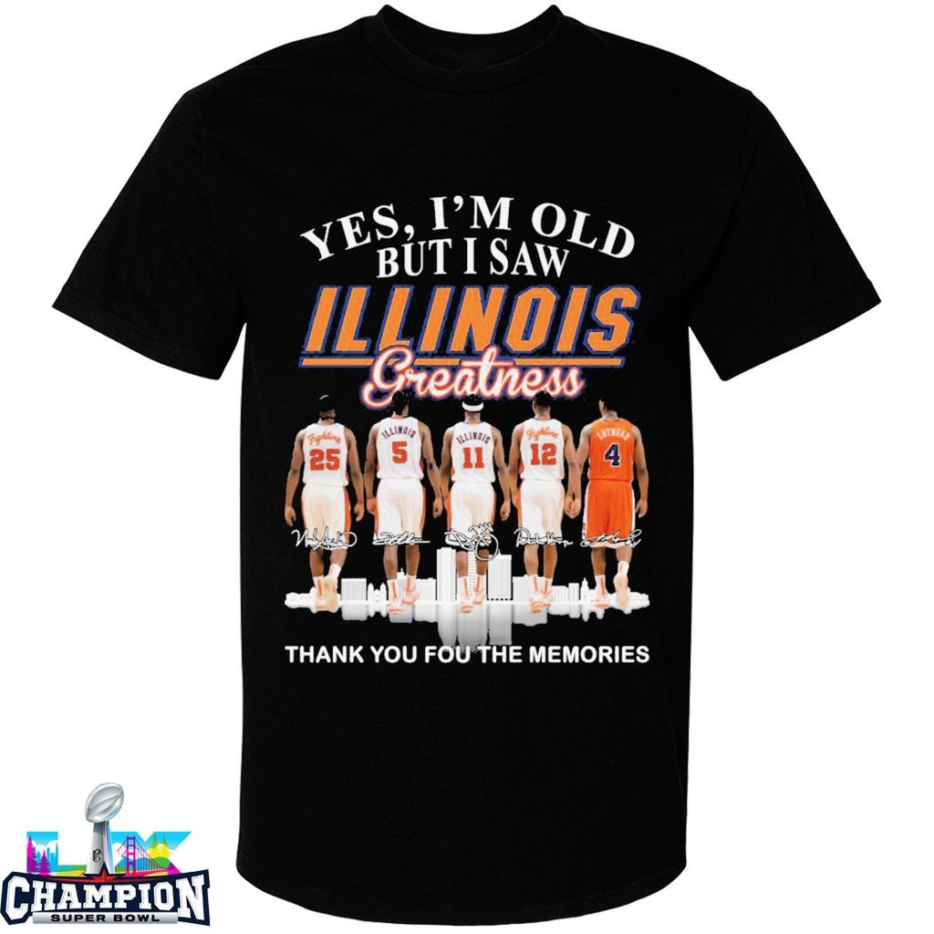 Yes I’m Old But I Saw Oklahoma Sooners Illinois Fighting Illini Thank You For The Memories Signatures T-shirts