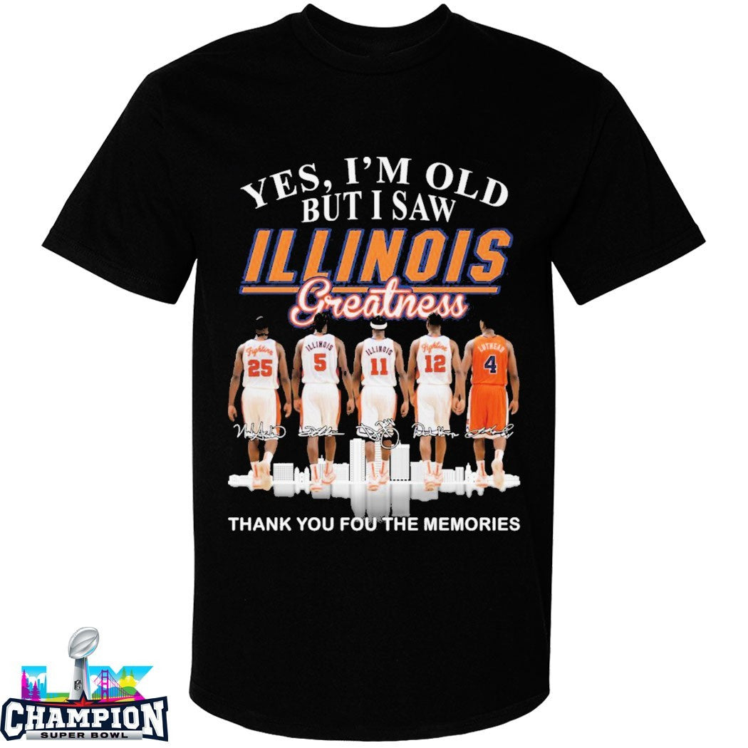 Yes I’m Old But I Saw Oklahoma Sooners Illinois Fighting Illini Thank You For The Memories Signatures T-shirts