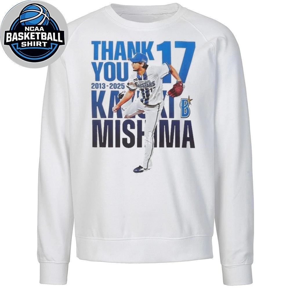 Yokohama DeNA BayStars Thank You 17 2013 2025 Kazuki Mishima Logo Shirt