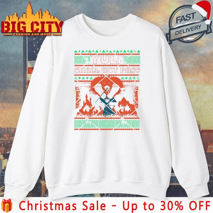 Yule Shall Not Pass Wizard Battle Festive Fantasy ugly christmas shirt
