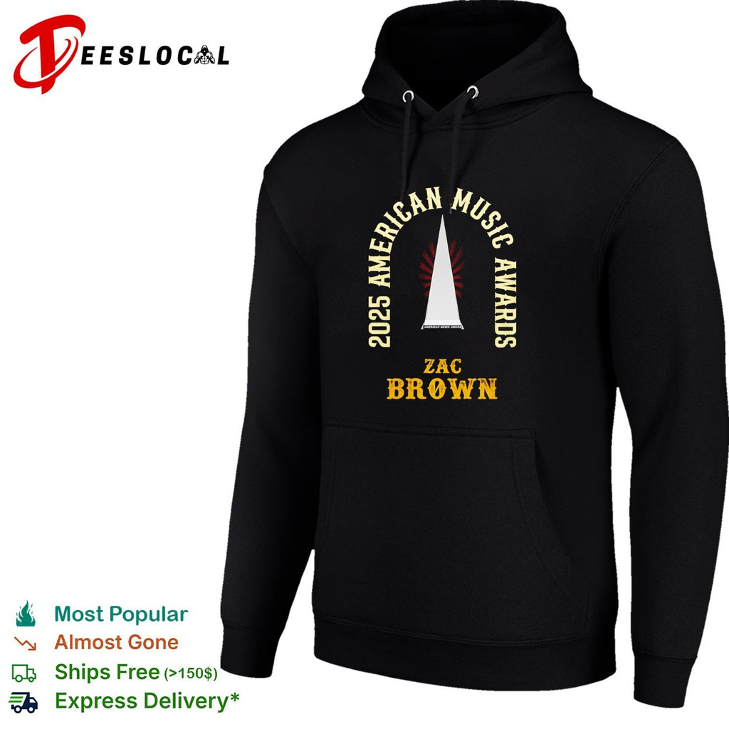 Zac Brown 2025 American Music Awards trophy black and gold typography shirt