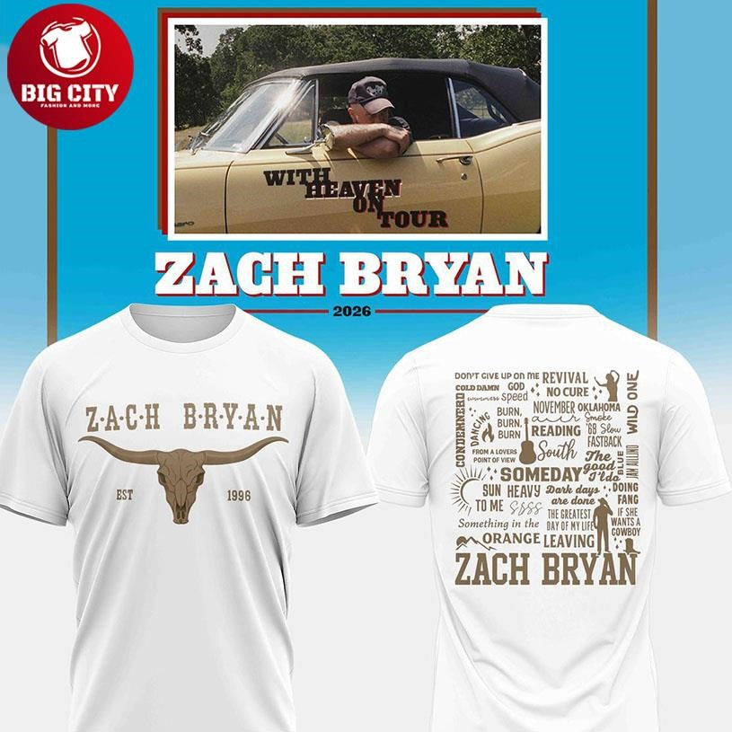 Zach Bryan Texas Longhorns With Heaven On Tour 2026 Celebrate Two Sided Shirt