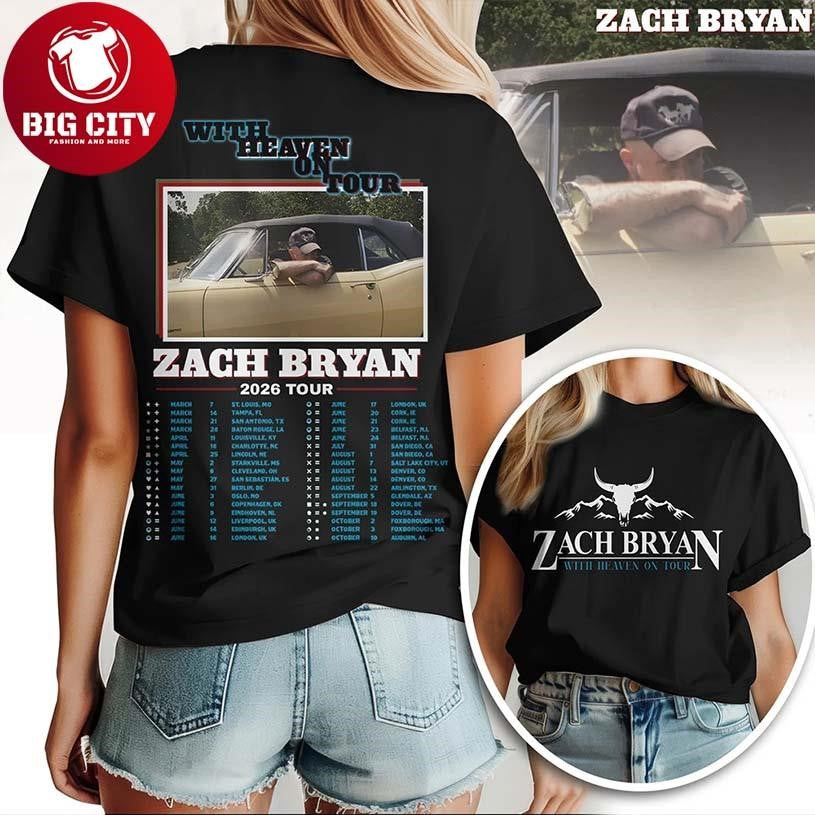 Zach Bryan With Heaven On Tour 2026 Country Music Concert Two Sided Shirt