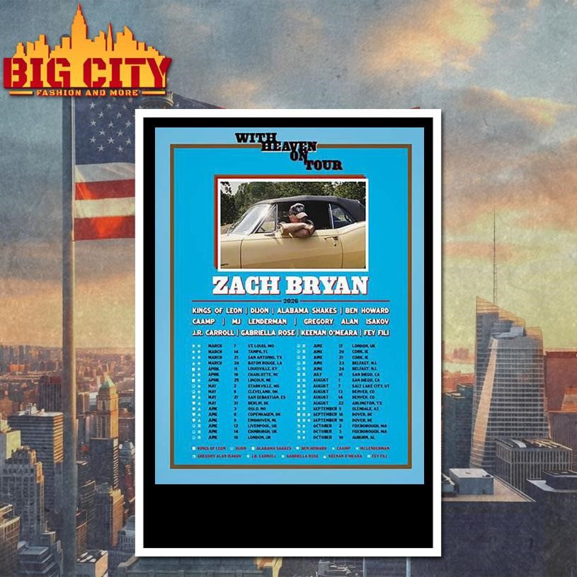 Zach Bryan With Heaven On Tour 2026 Shirt