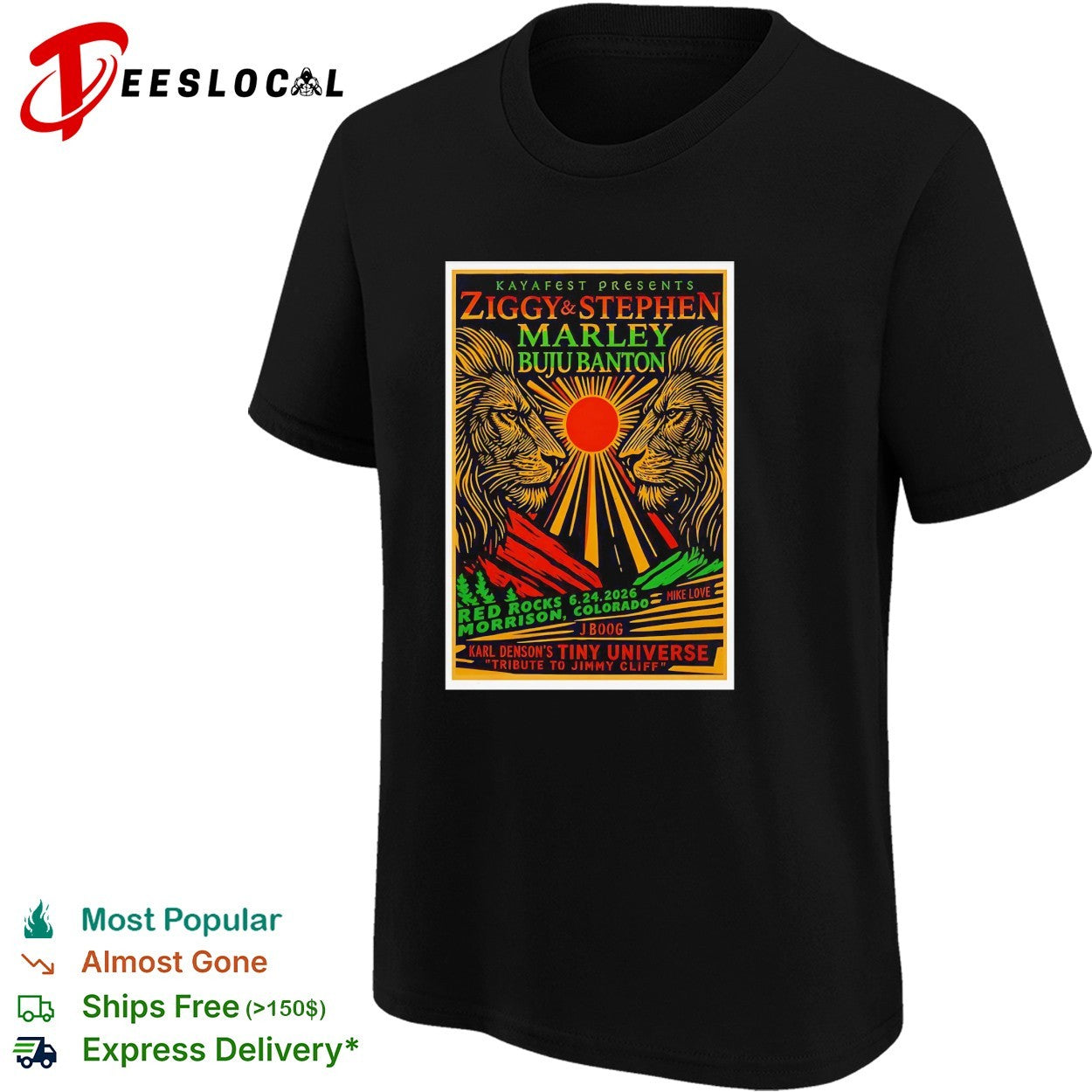 Ziggy and Stephen Marley Buju Banton Red Rocks concert poster