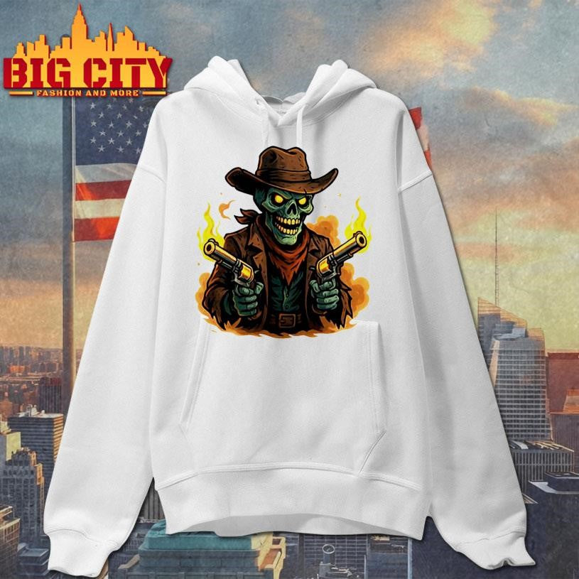 Zombie Cowboy Gunslinger With Glowing Revolvers Shirt