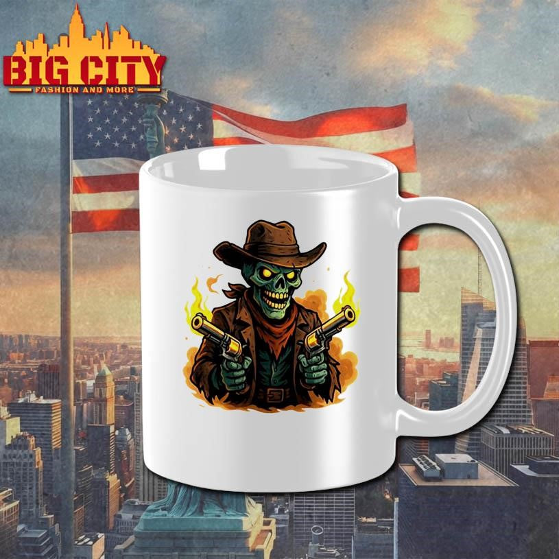 Zombie Cowboy Gunslinger With Glowing Revolvers Shirt