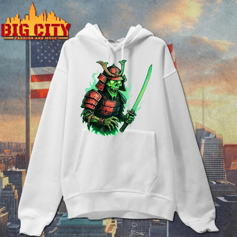 Zombie Samurai With Cracked Armor And Glowing Katana Shirt