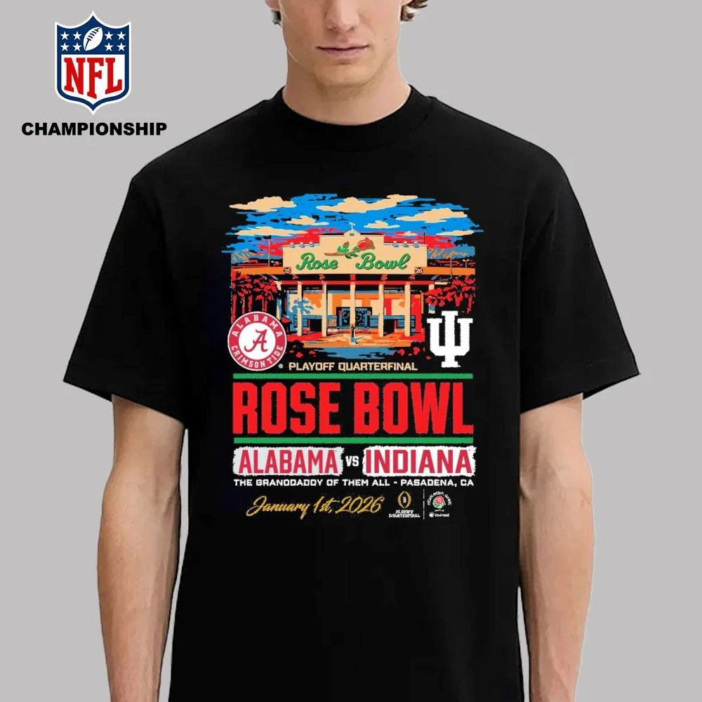 Alabama vs Indiana CFP ’26 Rose Bowl stadium Shirt