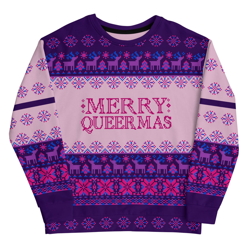 Merry Queermas Bisexual Pride Ugly Christmas Sweater