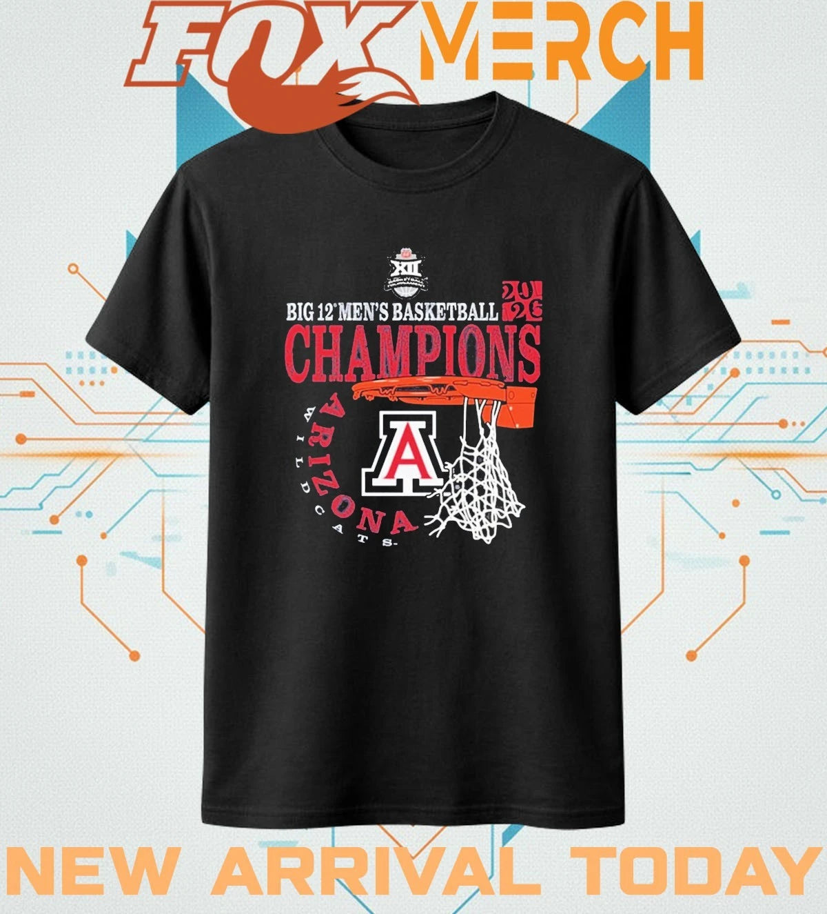 Arizona Wildcats 2026 Big 12 Men’s Basketball Conference Tournament Champions t-shirt