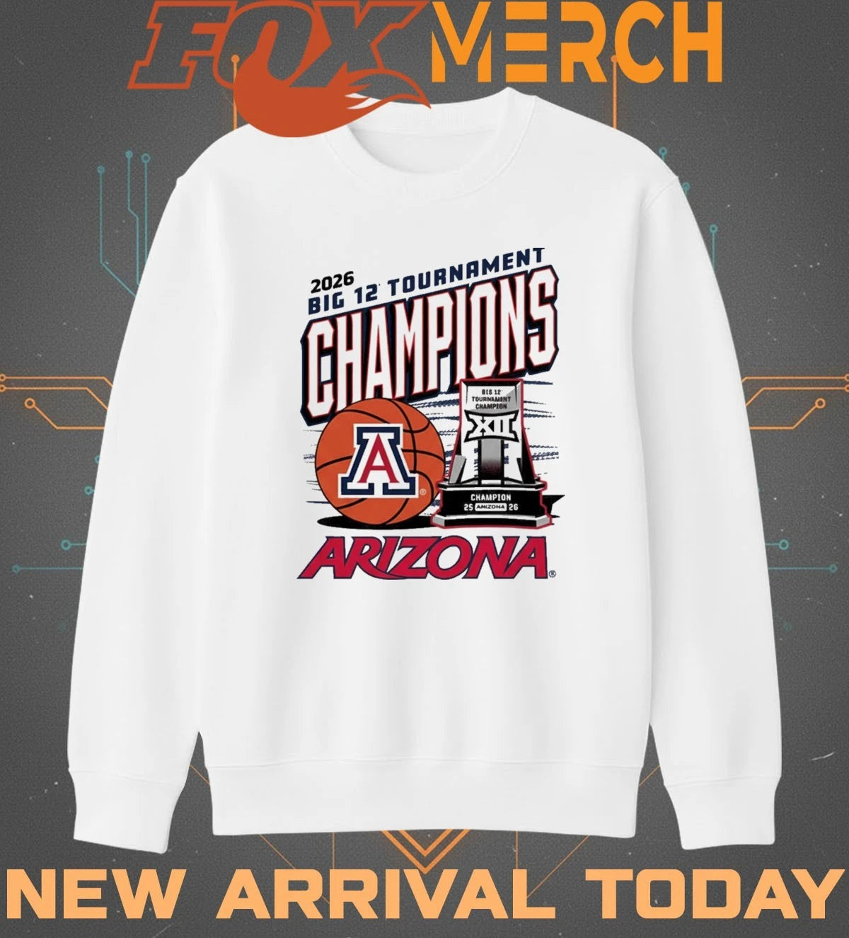 Arizona Wildcats 2026 Big 12 Men’s Basketball Tournament Championship Trophy t-shirt