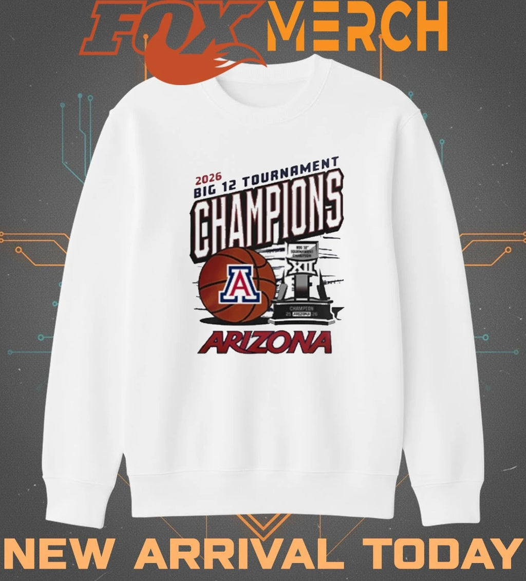 Arizona Wildcats 2026 Big 12 Tournament Champions trophy t-shirt