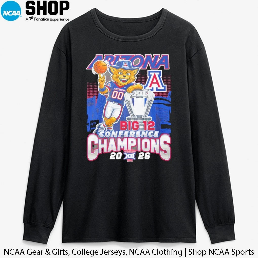 Arizona Wildcats Basketball 2026 Big 12 Conference Champions Mascot T-Shirt