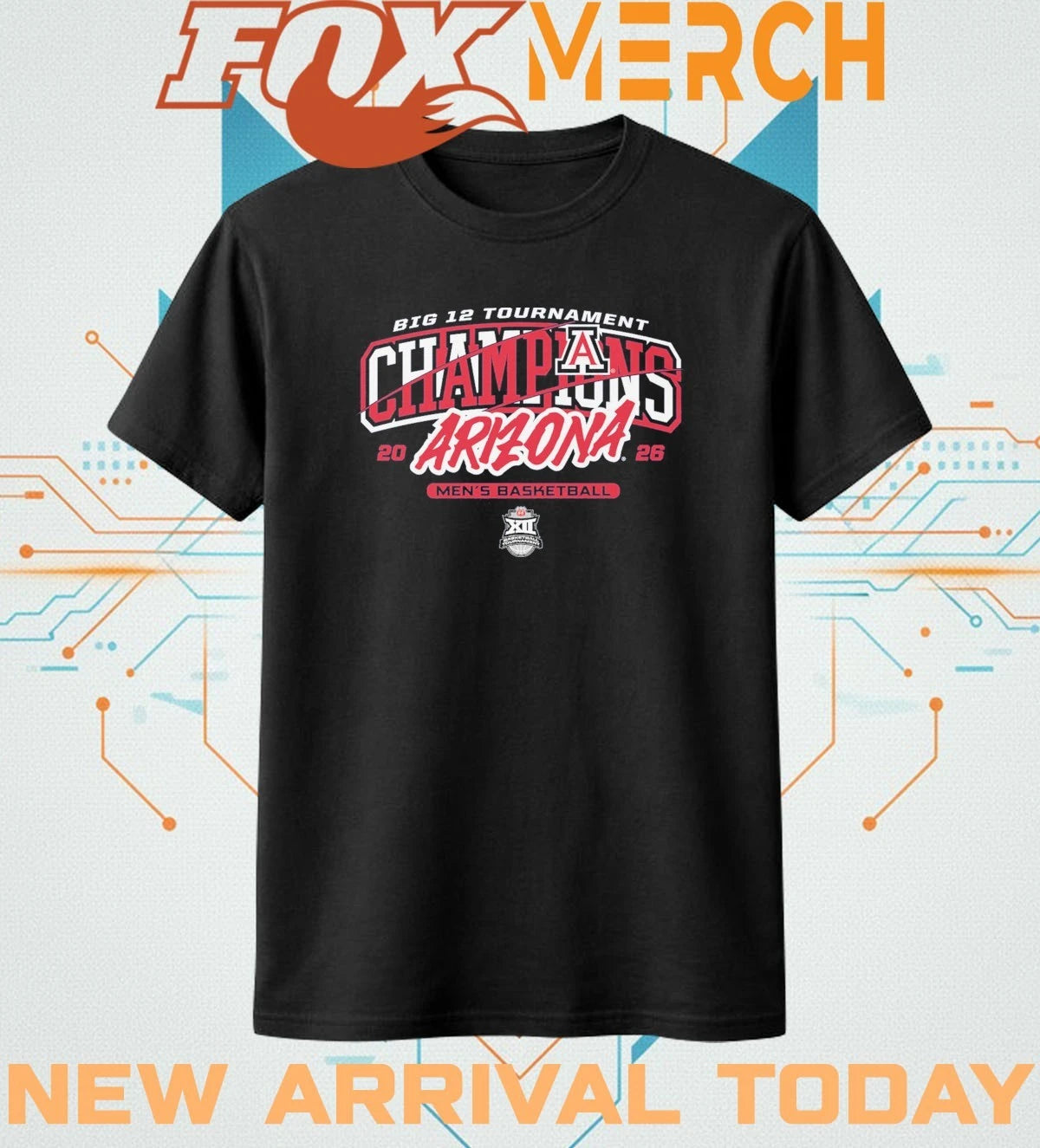 Arizona Wildcats Men’s Basketball 2026 Big 12 Tournament Champions t-shirt