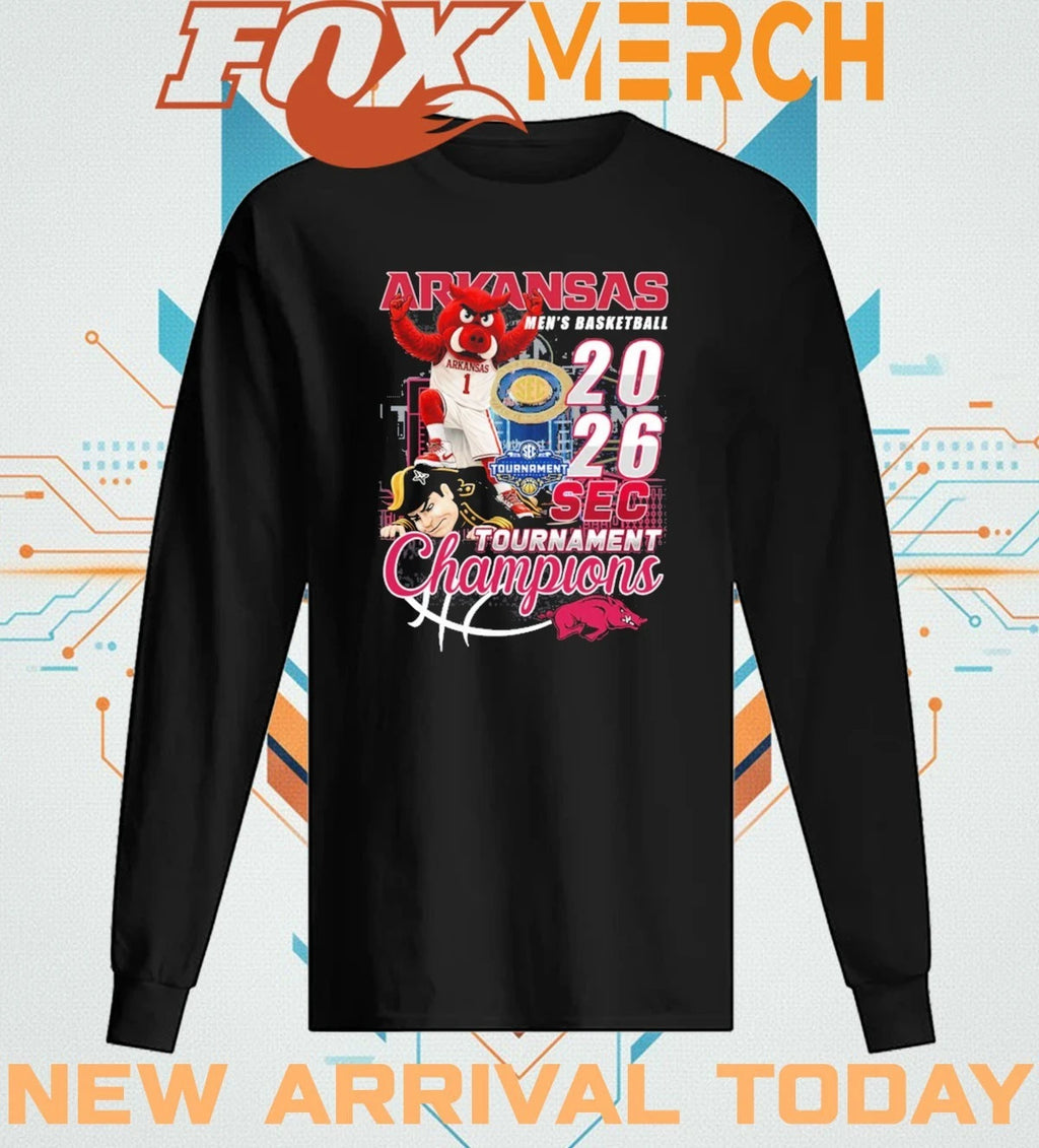 Arkansas Men’s Basketball 2026 Sec Tournament Champions mascot t-shirt