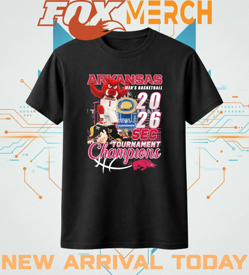 Arkansas Men’s Basketball 2026 Sec Tournament Champions mascot t-shirt