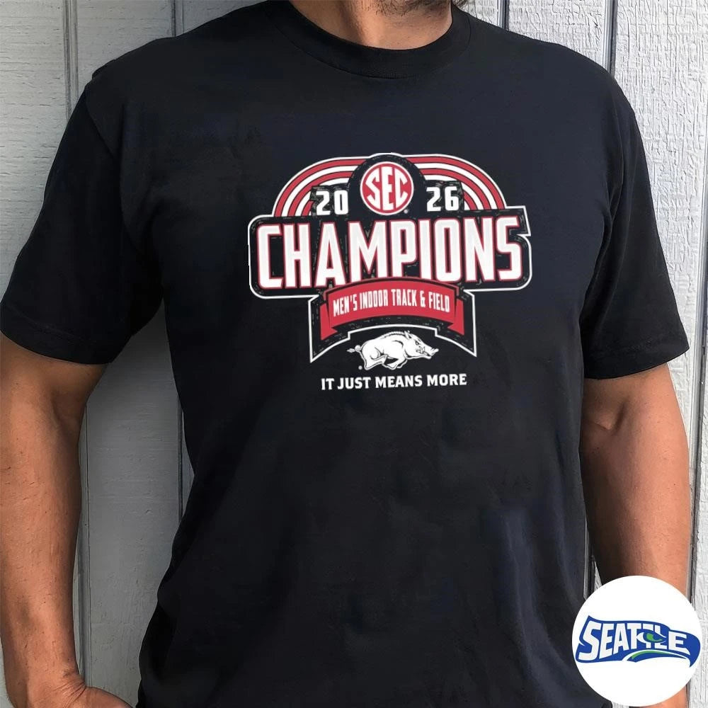 Arkansas Razorbacks 2026 SEC Men’s Indoor Track &amp; Field Champions It Just means More Locker Room shirt