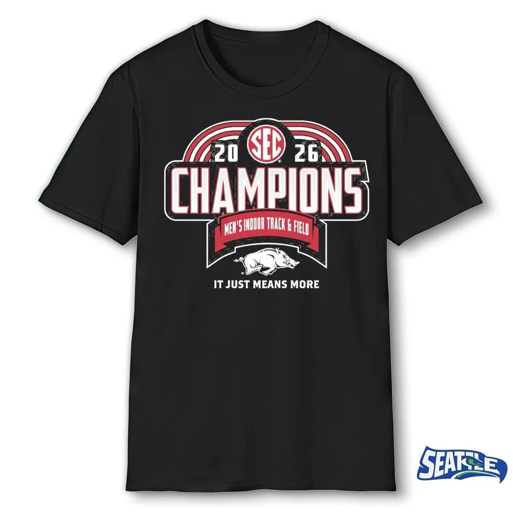 Arkansas Razorbacks 2026 SEC Men’s Indoor Track &amp; Field Champions It Just means More Locker Room shirt