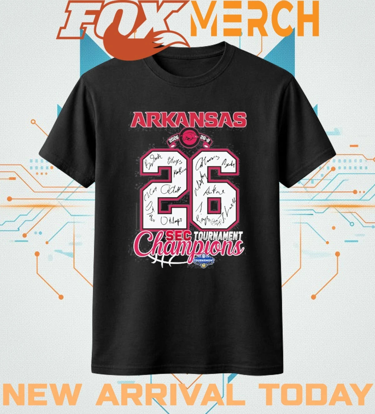 Arkansas Razorbacks 2026 Sec Tournament Champions signatures t-shirt