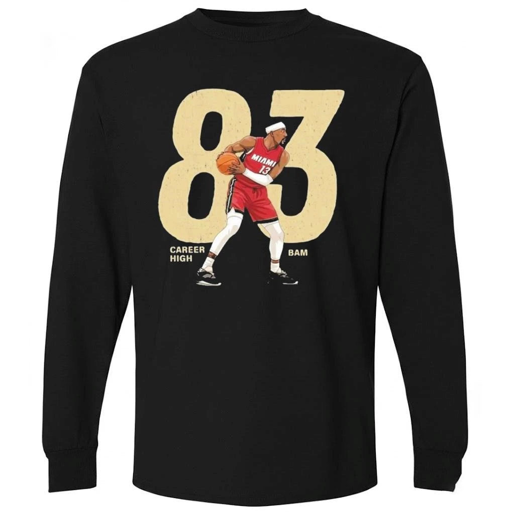 Bam Adebayo #13 Career High 83 Miami Basketball Graphic Shirt