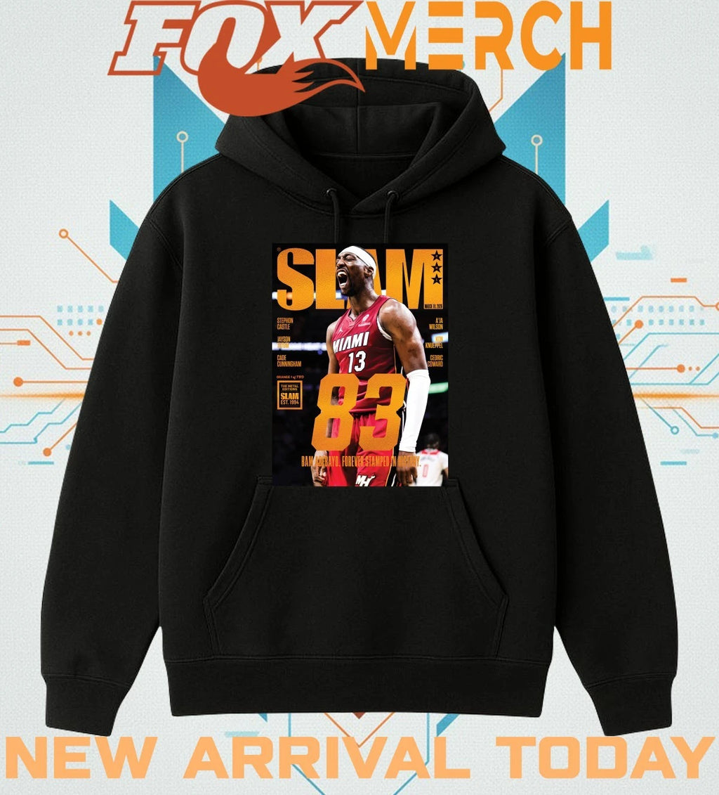 Bam Adebayo Miami Heat on the cover of SLAM 261 83 points forever stamped in history orange metal t-shirt