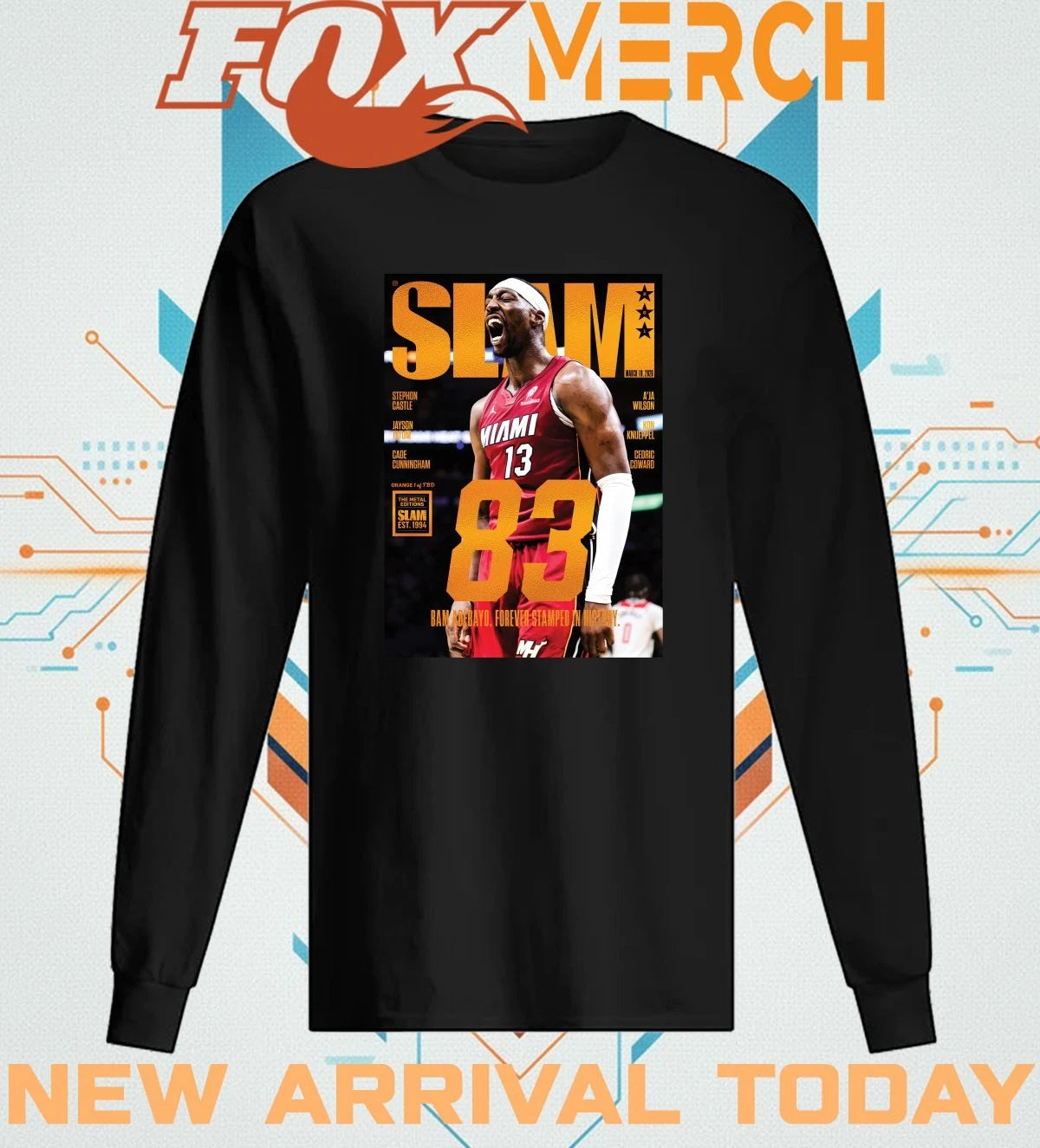 Bam Adebayo Miami Heat on the cover of SLAM 261 83 points forever stamped in history orange metal t-shirt