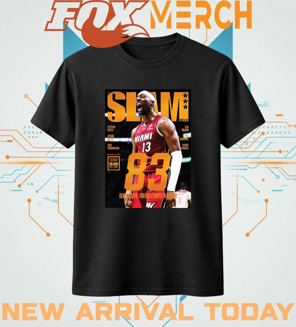 Bam Adebayo Miami Heat on the cover of SLAM 261 83 points forever stamped in history orange metal t-shirt