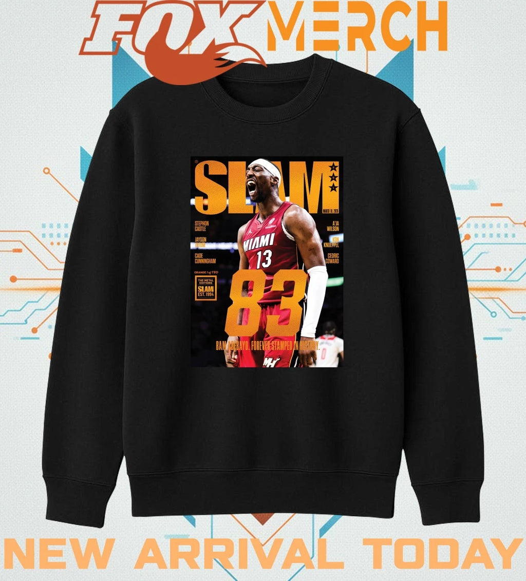 Bam Adebayo Miami Heat on the cover of SLAM 261 83 points forever stamped in history orange metal t-shirt