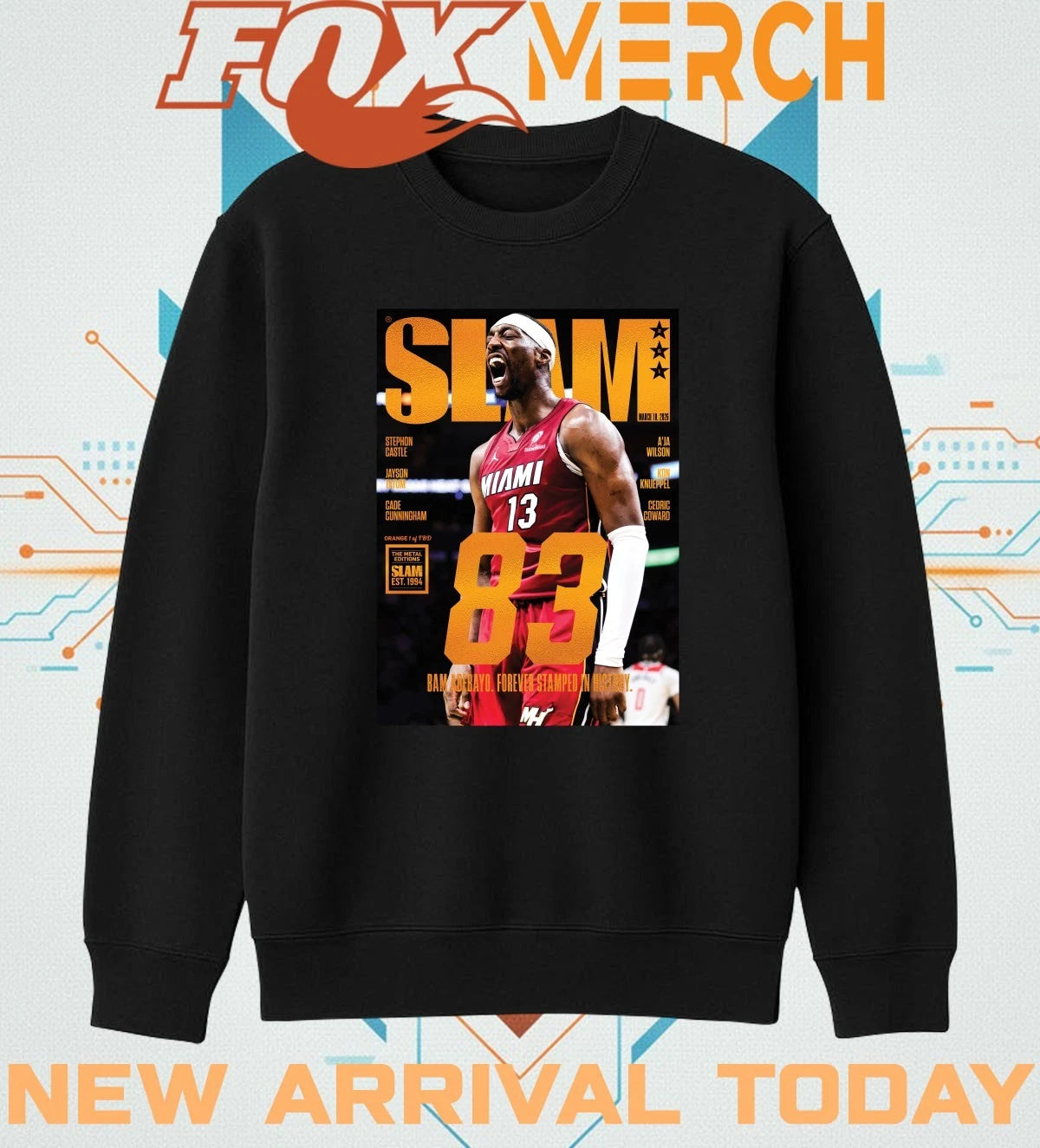 Bam Adebayo Miami Heat on the cover of SLAM 261 83 points forever stamped in history orange metal t-shirt