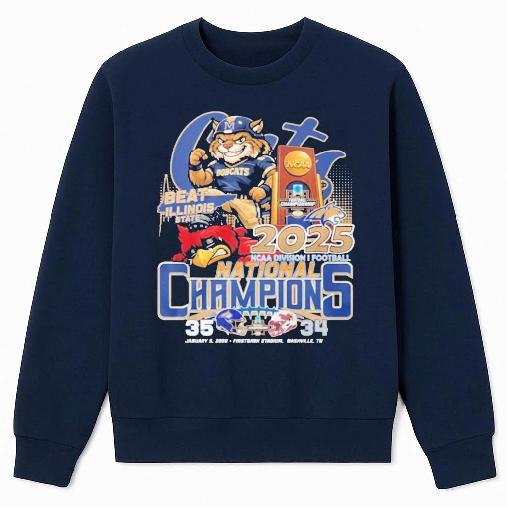 Bobcats Beat Illinois State 35-34 2025 National Champions Mascot Shirt
