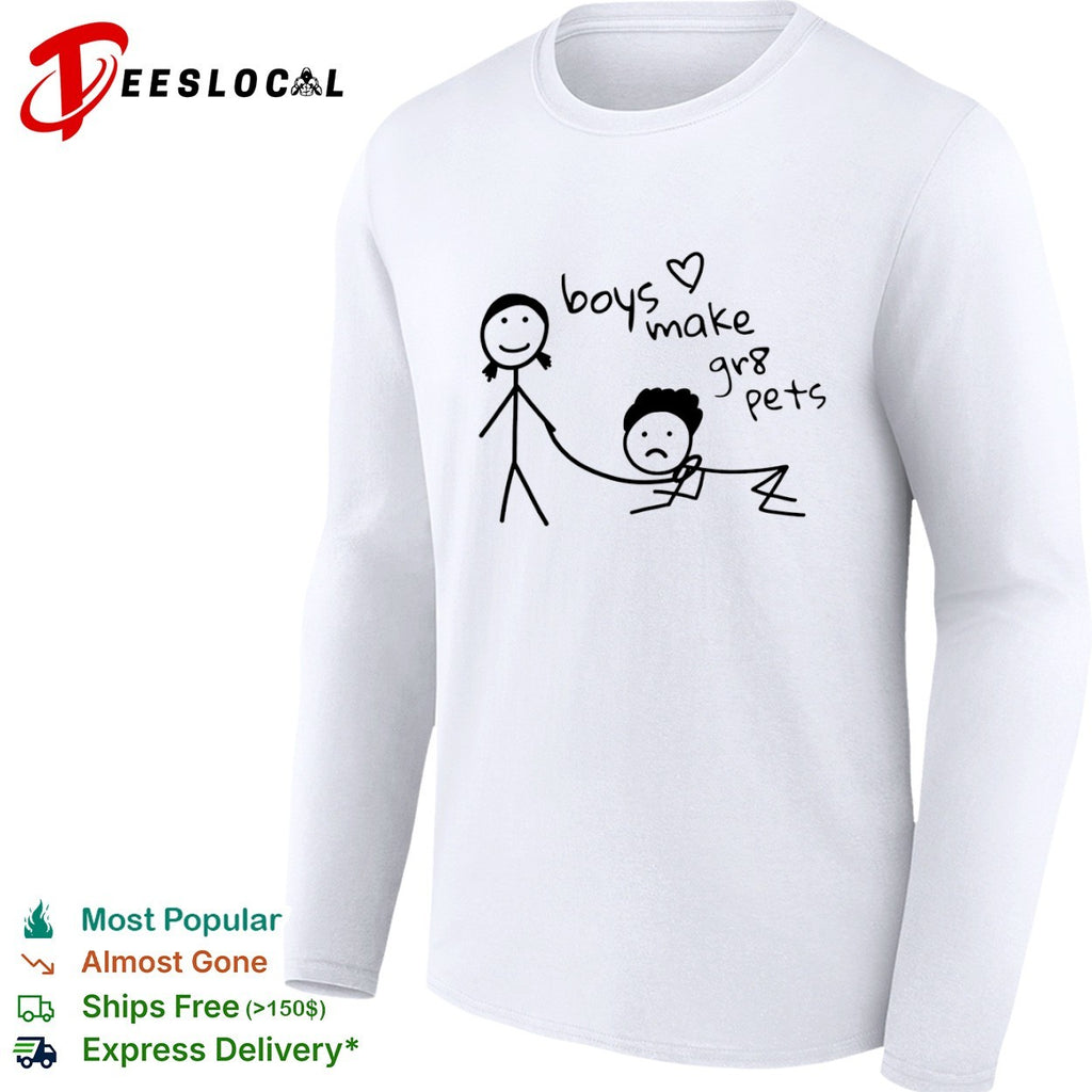 boys make gr8 pets stick figure doodle minimalist shirt