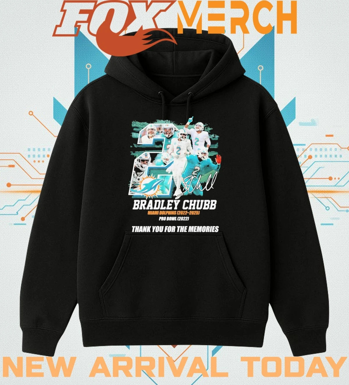 Bradley Chubb Miami Dolphins 2022-2025 Pro Bowl 2022 thank you for the memories signature t-shirt