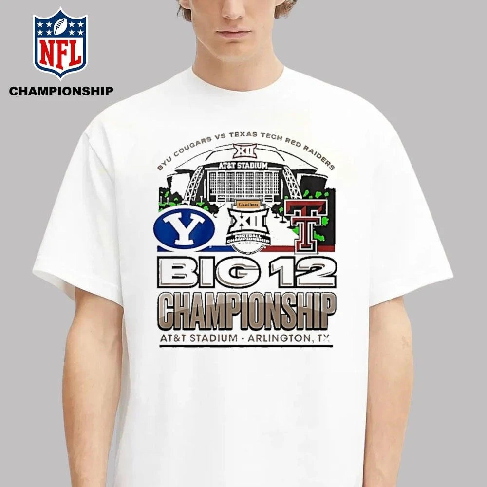 Byu Cougars Vs Texas Tech Red Raiders 2025 Big 12 Football Championship Att Stadium Shirt