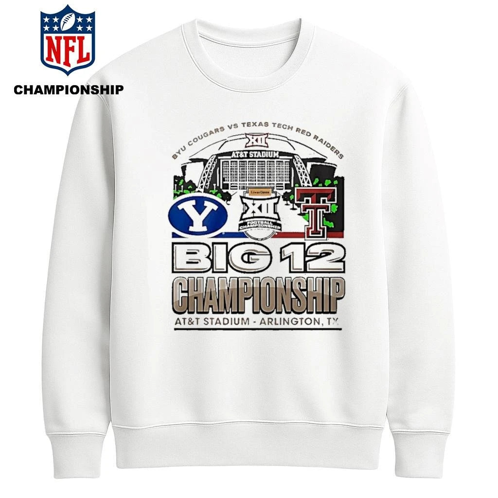Byu Cougars Vs Texas Tech Red Raiders 2025 Big 12 Football Championship Att Stadium Shirt