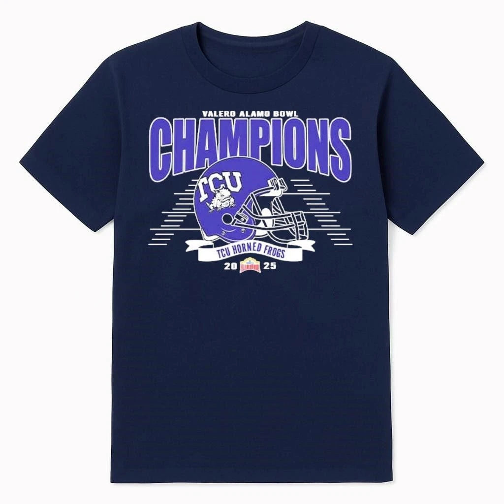 Celebrate 2025 Alamo Bowl TCU Horned Frogs Football Champions 2025 Valero Alamo Bowl Shirt