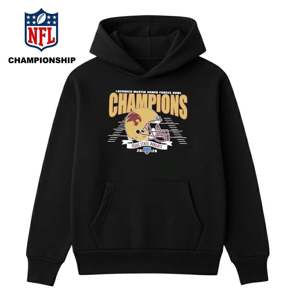 Champions 2026 Armed Forces Bowl Celebrate Texas State Bobcats Football Champions 2026 Lockheed Martin Armed Forces Bowl Shirt