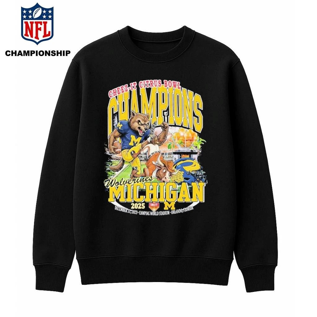 Cheez it Citrus Bowl Champions 2025 Wolverines Michigan Vintage Mascot Shirt