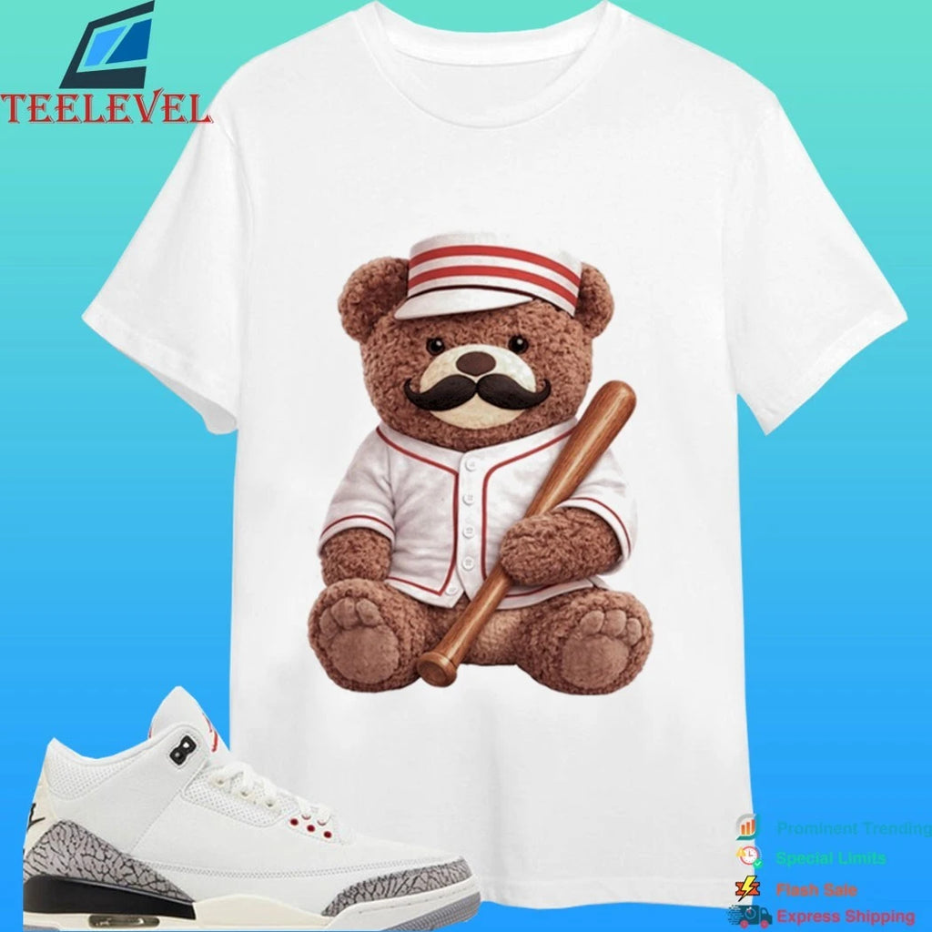 Cincinnati Reds Baseball Bear Mustache Shirt