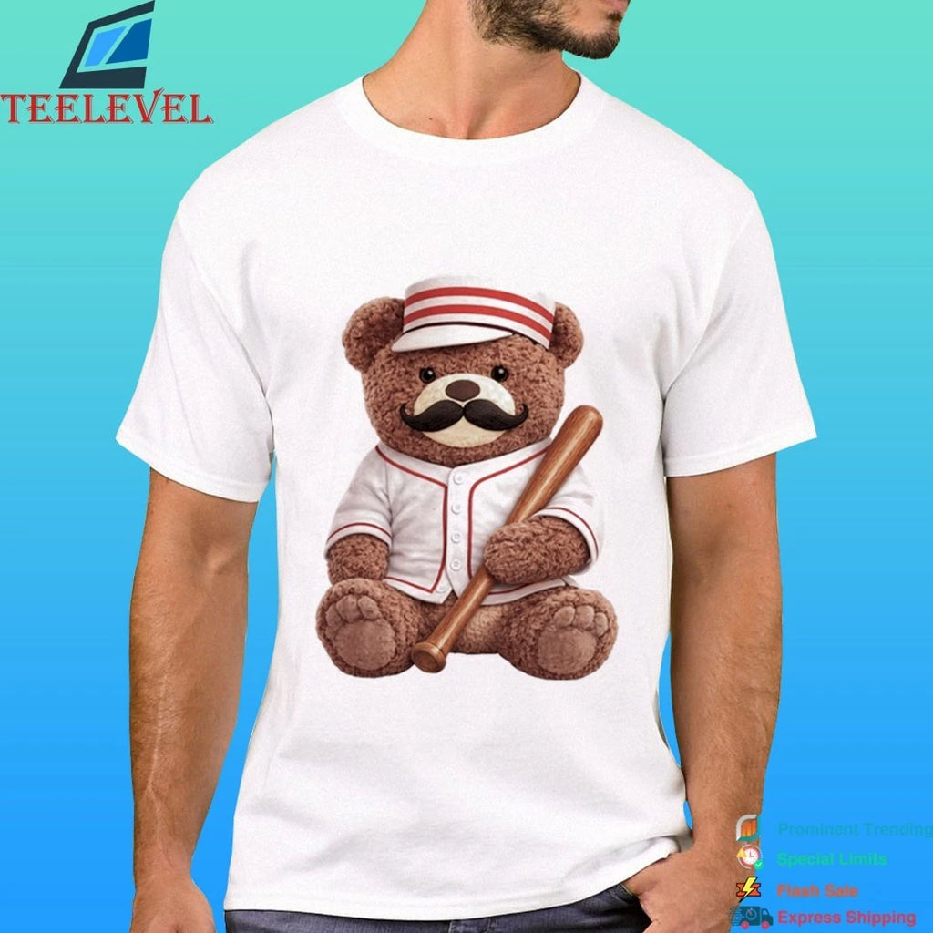 Cincinnati Reds Baseball Bear Mustache Shirt