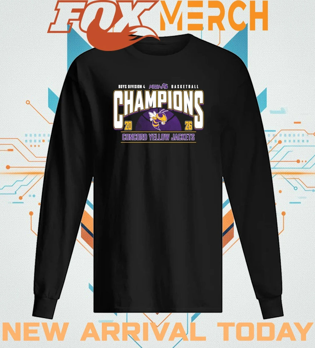 Concord Yellow Jackets 2026 MHSAA Boys Basketball D4 Champions t-shirt